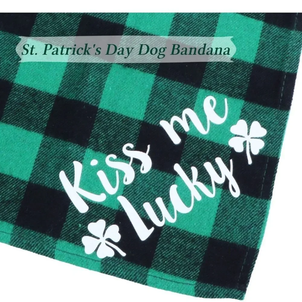 3 Pack Holiday Plaid Dog Bandana, Valentine's Day St. Patrick's Day East…
